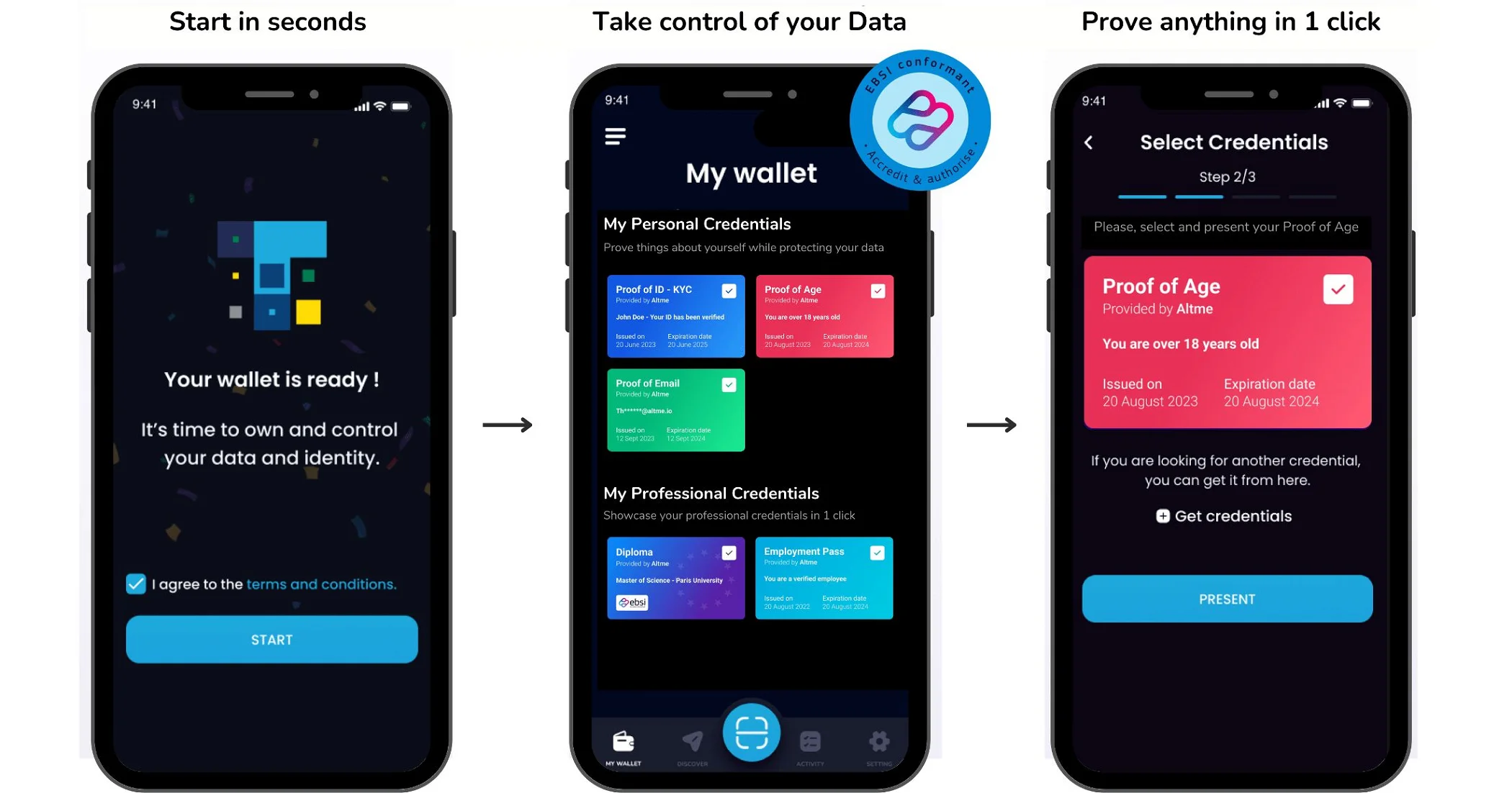 Talao Wallet - Age verifiable credential example